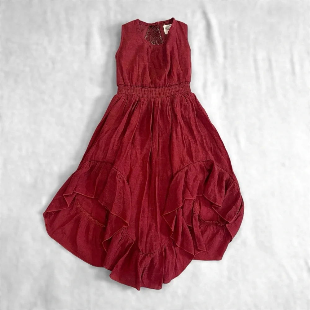 Joyfolie Mia Joy Girls Flowy Tiered Lace Gemma Dress in Mesa Rose Size 4